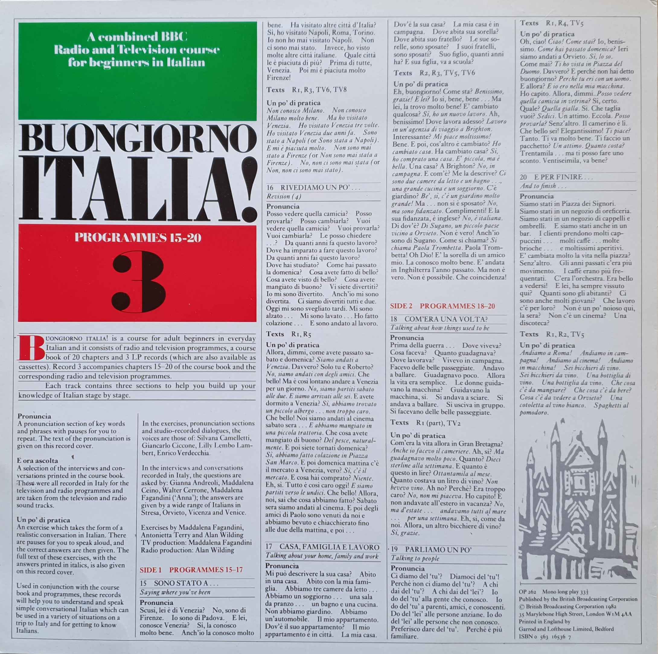 Picture of OP 262 Buongiorno Italia - 15-20 by artist Maddalena Fagandini / Antonietta Terry / Alan Wilding from the BBC records and Tapes library